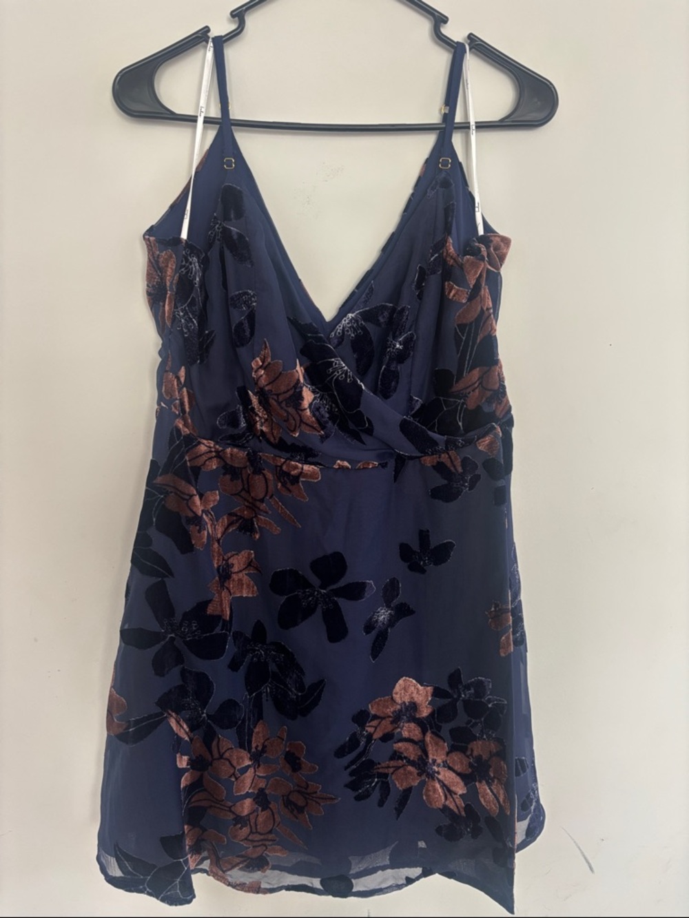 Lulu's Navy & Copper Velvet Floral Slip Dress